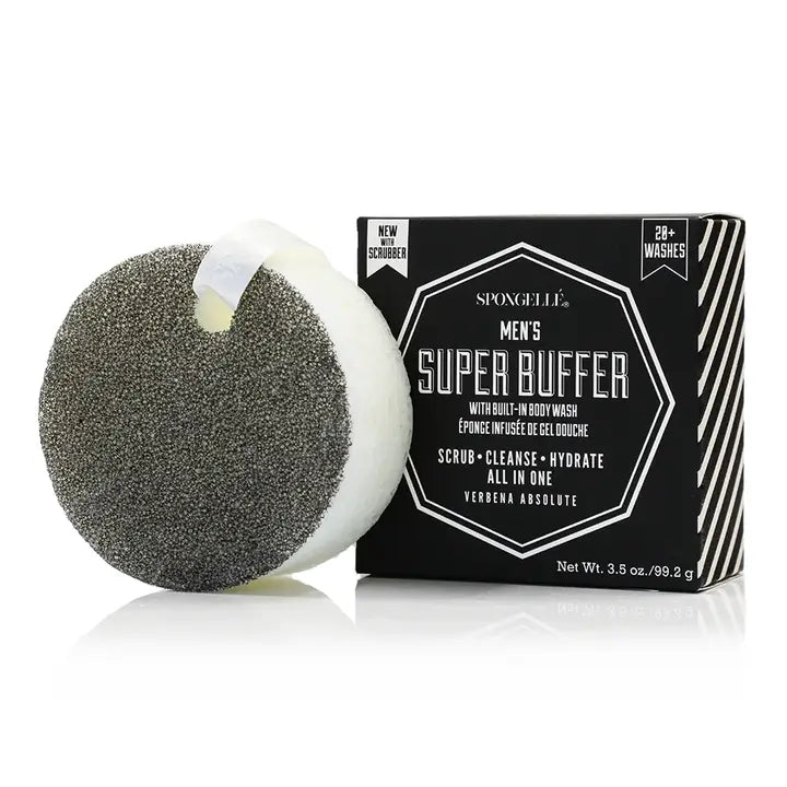 Men's Super Spongelle Buffer 20+ Washes! With Dual-Sided Black Scrubber PREORDER