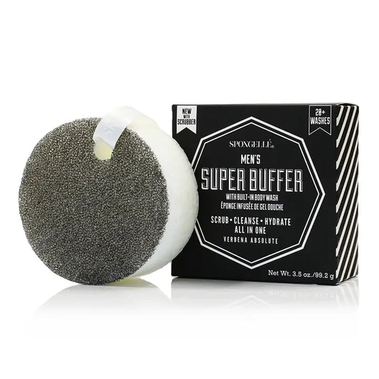 Men's Super Spongelle Buffer 20+ Washes! With Dual-Sided Black Scrubber PREORDER