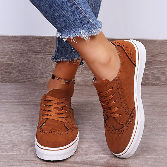 Lace-Up Suedette Flat Sneakers - 4 Colors