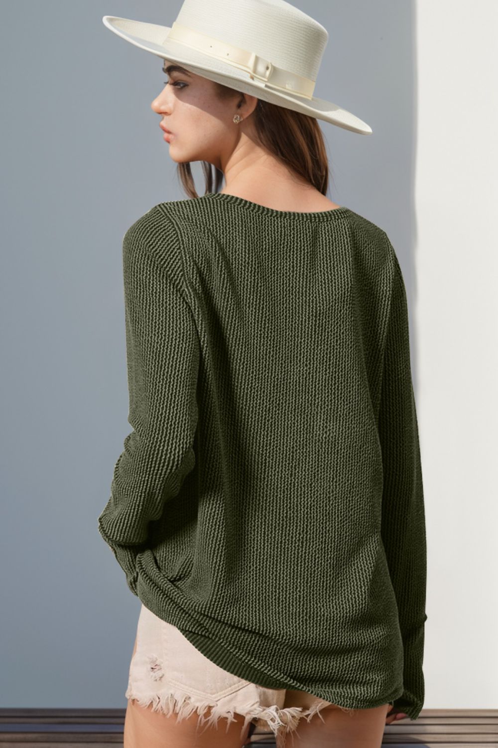 DOORBUSTER Double Take Full Size Notched Thumbhole Long Sleeve T-Shirt