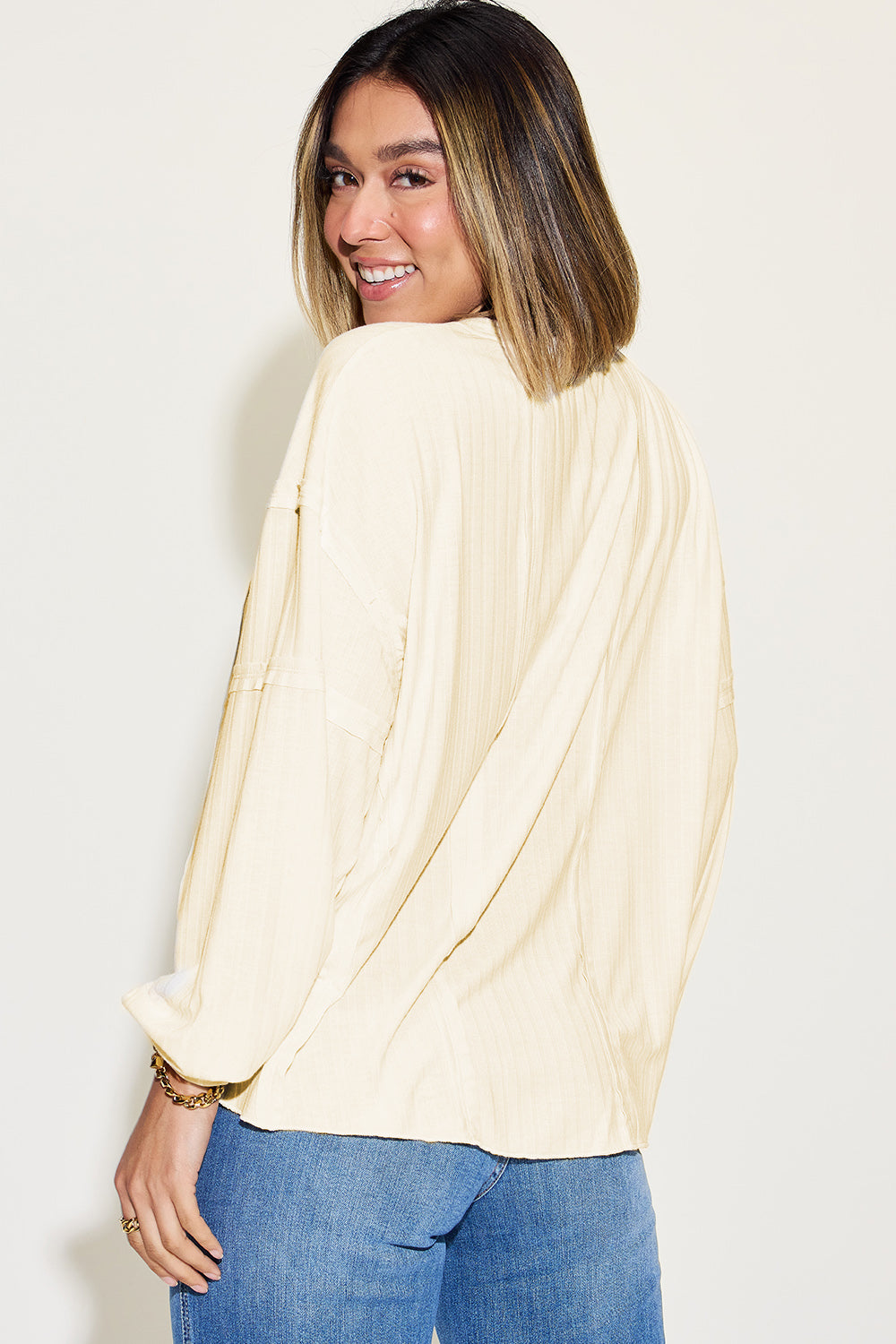 8 Colors! Basic Bae Full Size Ribbed Round Neck Long Sleeve T-Shirt