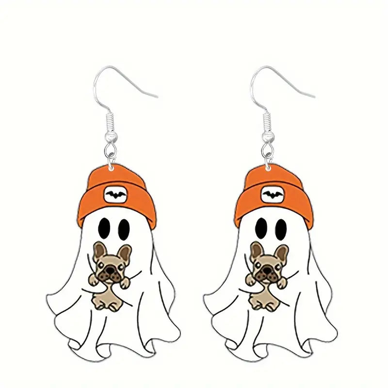 Frenchie Ghost Earrings