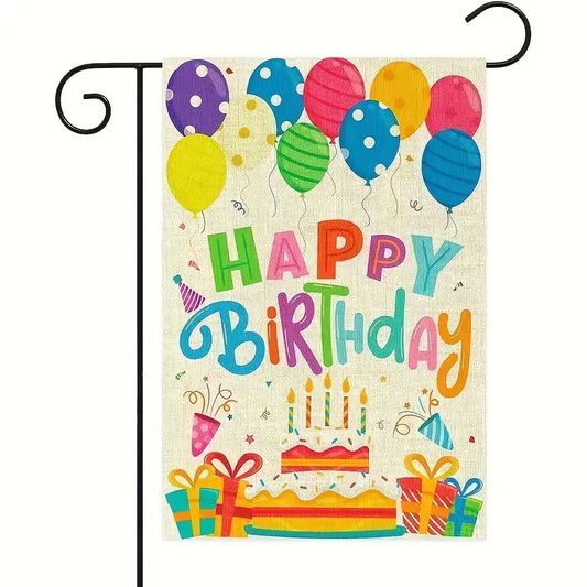 Happy Birthday Cake Garden Flag