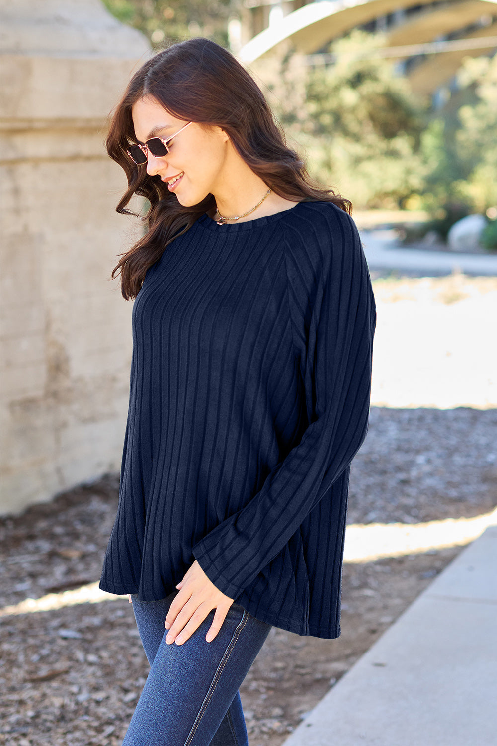 BF Doorbuster! 5 Colors! Basic Bae Full Size Ribbed Round Neck Long Sleeve Knit Top