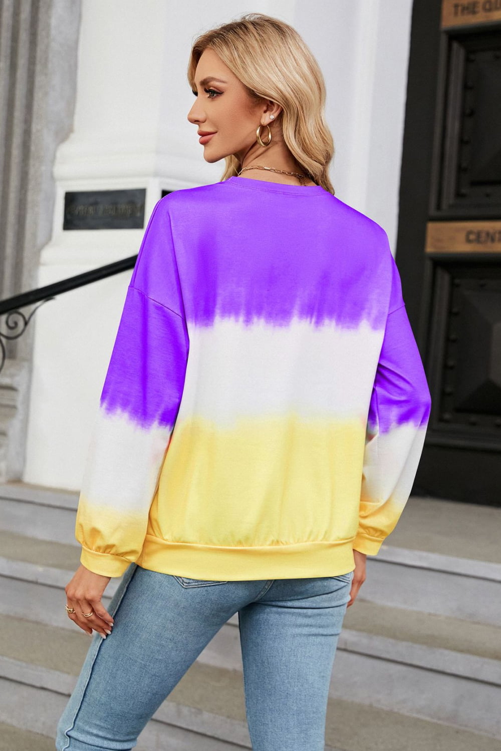 7 colors! Gradient Round Neck Long Sleeve Sweatshirt