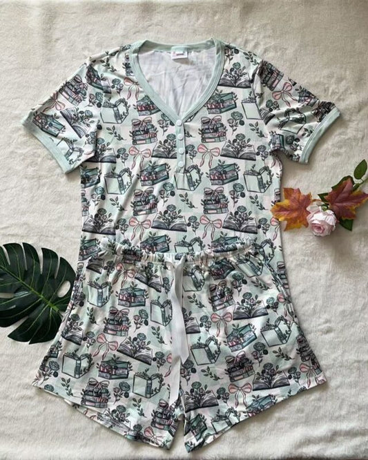 Preorder: Short PJ Set - Book Floral