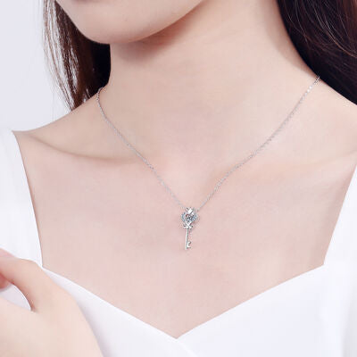 Key Shape Moissanite 925 Sterling Silver Necklace