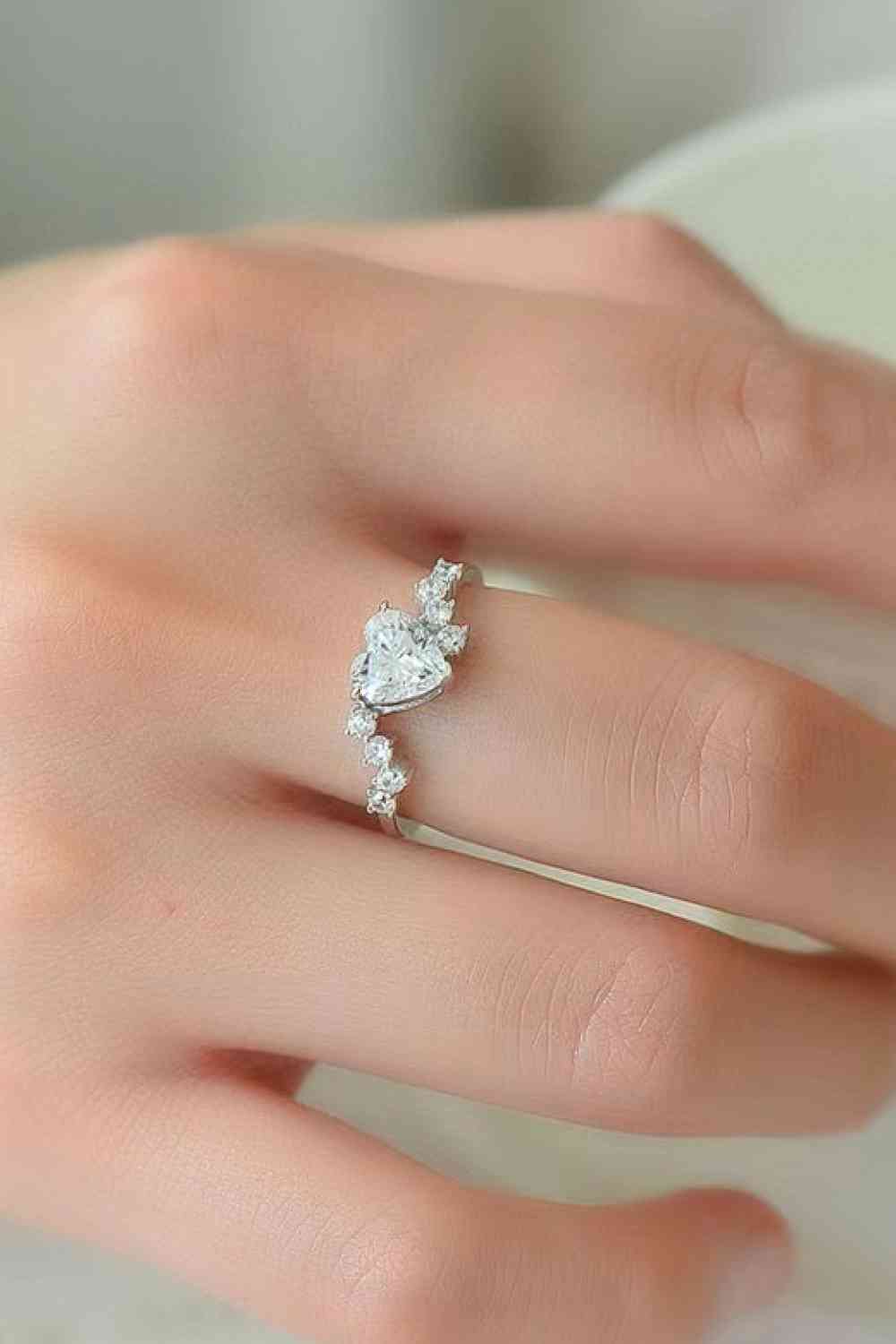 1 Carat Moissanite Heart 925 Sterling Silver Ring