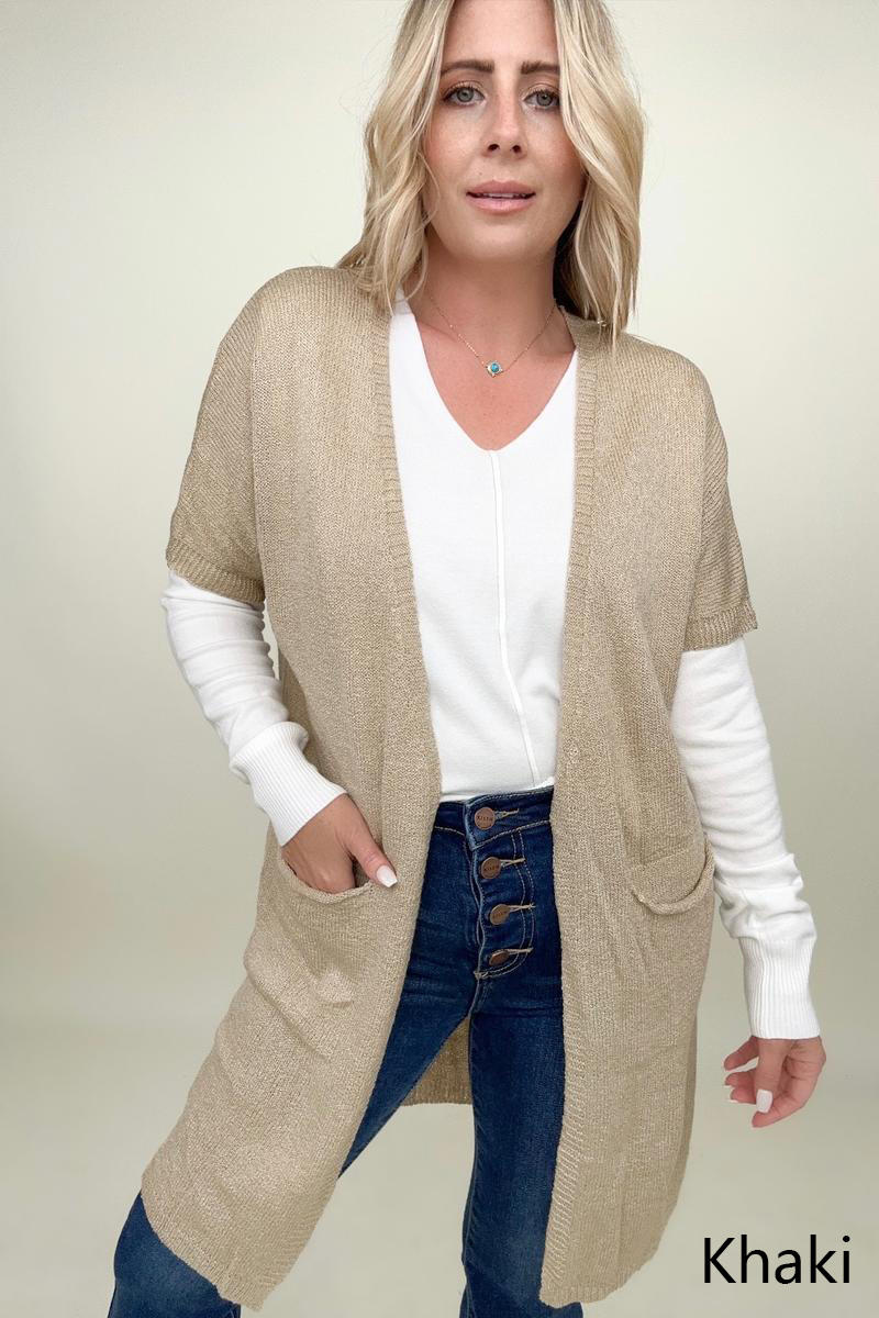 Shorts Sleeve Light Knit Dolman Cardigan