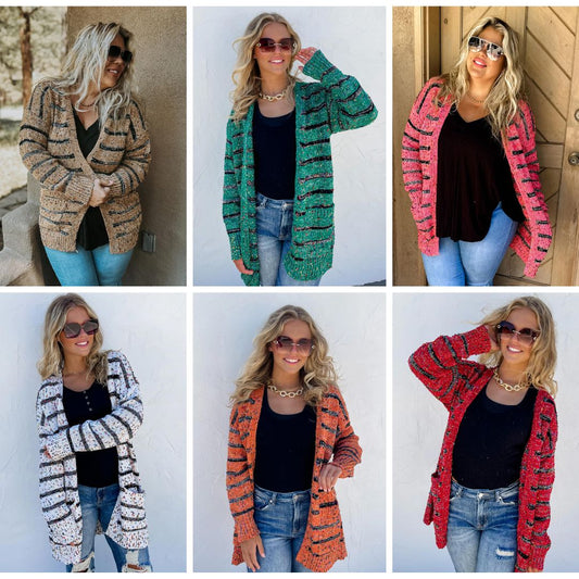 PREORDER: Stripe Miley Dot Cardigan In Assorted Colors