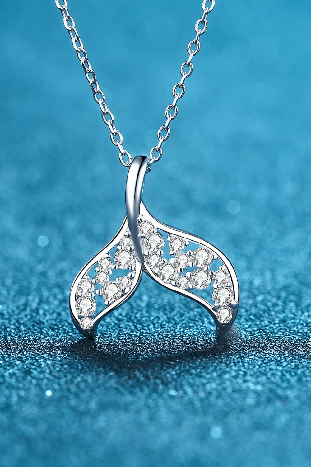 Moissanite Fishtail Pendant 925 Sterling Silver Necklace