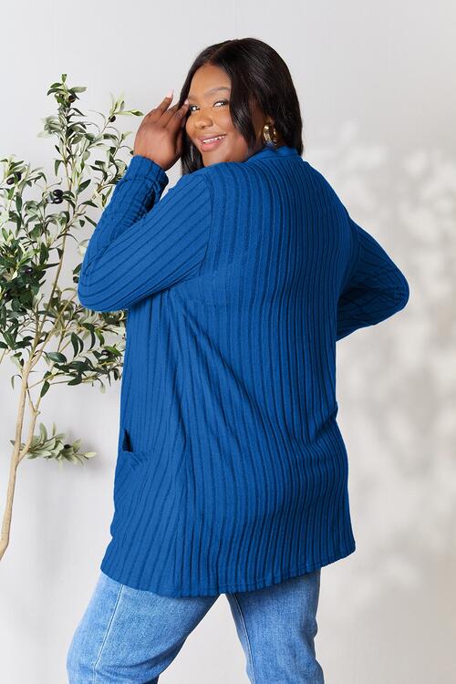 BF Doorbuster! 5 Colors! Basic Bae Full Size Ribbed Open Front Cardigan with Pockets