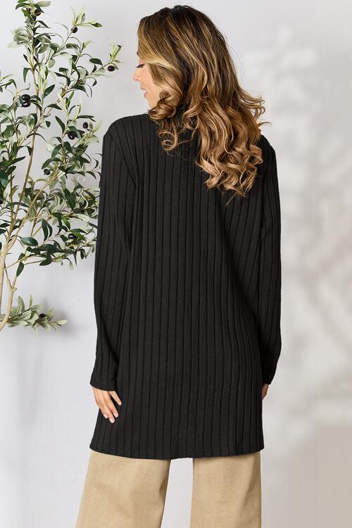 BF Doorbuster! 5 Colors! Basic Bae Full Size Ribbed Open Front Cardigan with Pockets