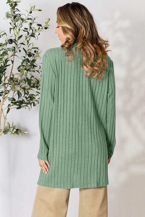 BF Doorbuster! 5 Colors! Basic Bae Full Size Ribbed Open Front Cardigan with Pockets