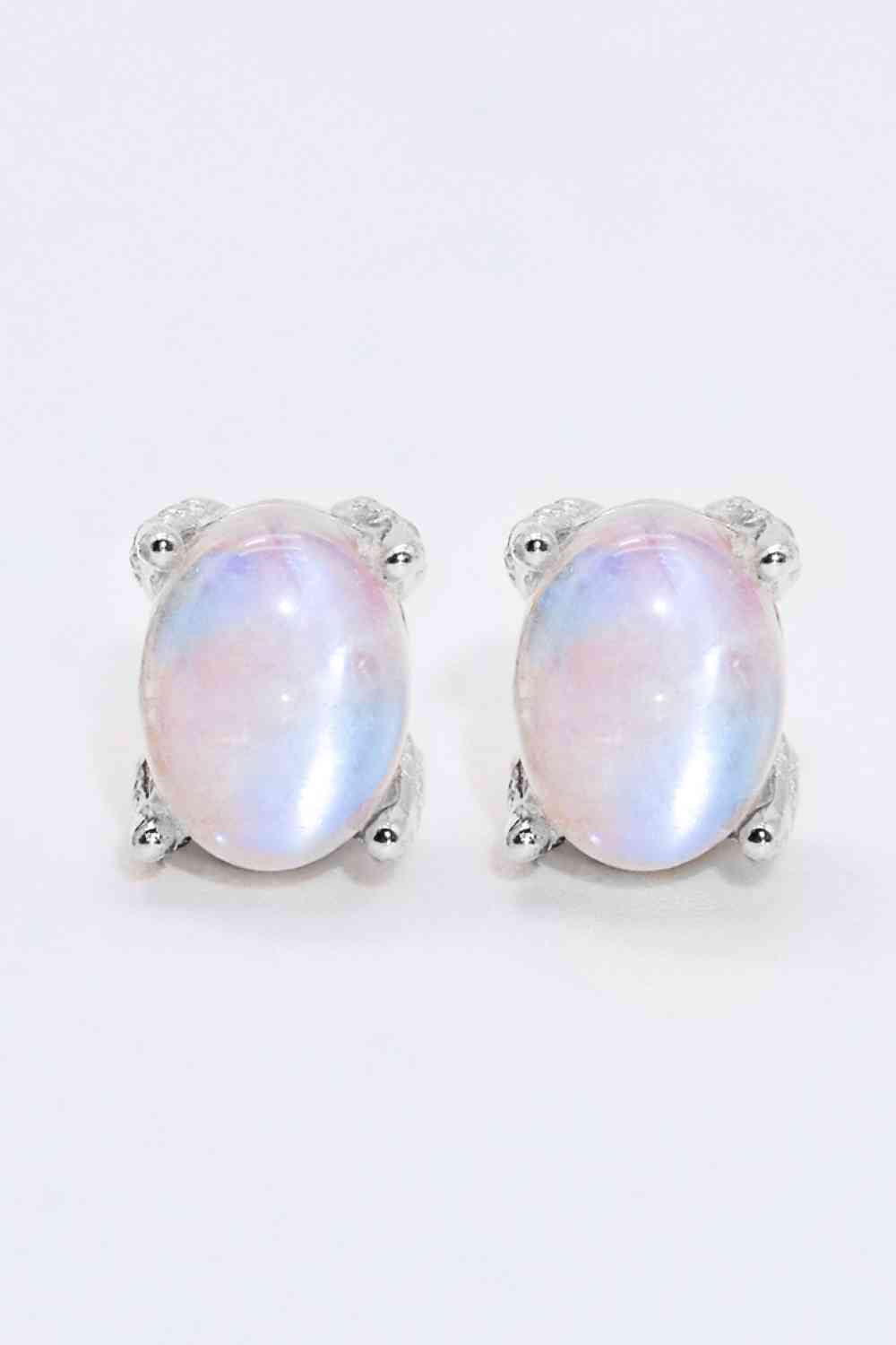 Natural Moonstone 4-Prong Stud Earrings